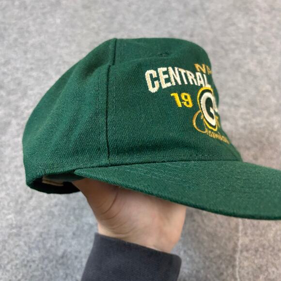VINTAGE 90s Green Bay Packers NFC Central Division Champions Hat Cap Mens Green - Picture 2 of 7
